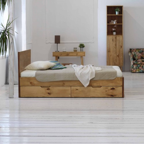 Łóżko drewniane Sumatra z szufladami 001